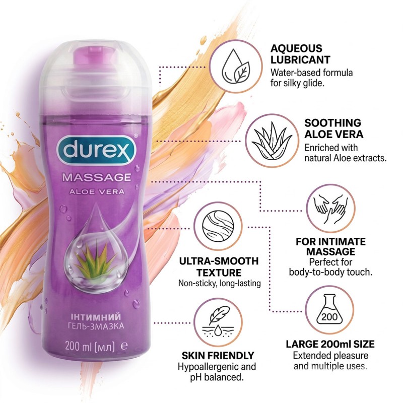 Лубрикант для масажу Durex Play Massage Aloe Vera (200мл)