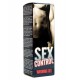 Прозорий флакон з помаранчевим гелем SEX CONTROL WARMING GEL 30мл на білому фоні