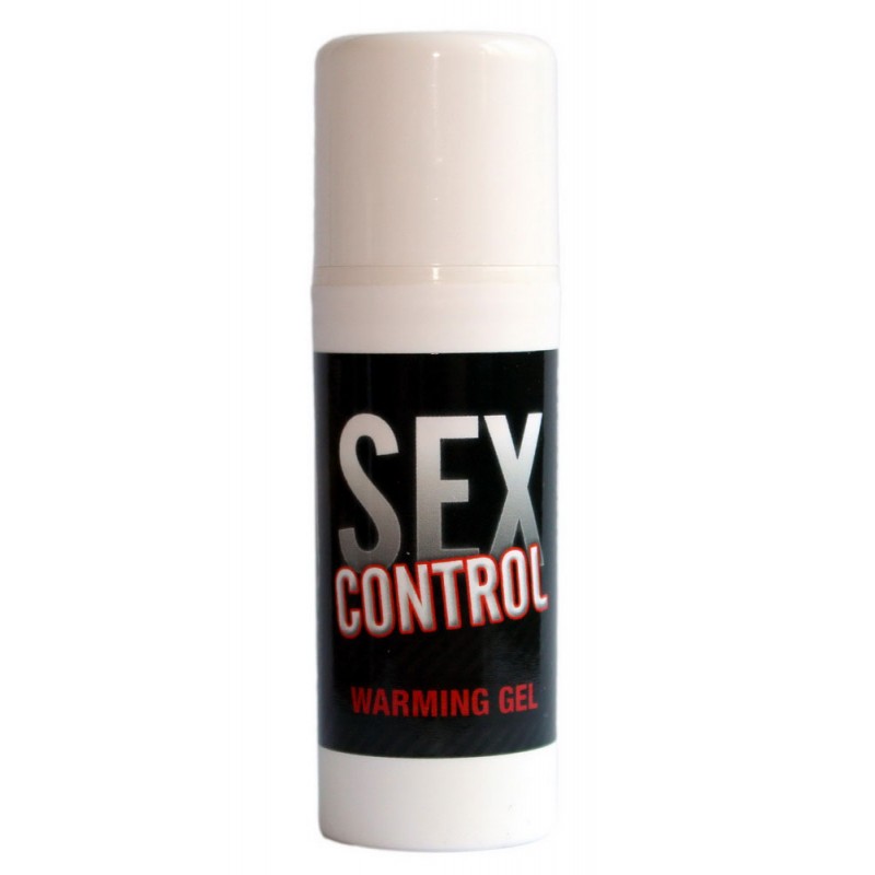 Прозорий флакон SEX CONTROL WARMING GEL з помаранчевою етикеткою, об?єм 30 мл