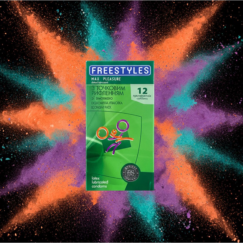 Глянцевый черный блок из шести коробок FREESTYLES Max Pleasure 12 точечные