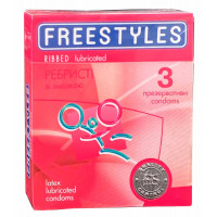 Блок презервативов FREESTYLES 30шт Ribbed ребристые (10 пачек по 3шт) - Фото№4