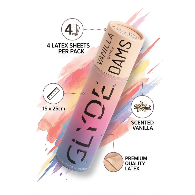 Латексні серветки (Oral Dams) GLYDE Creme Vanilla смак ванілі 4 шт