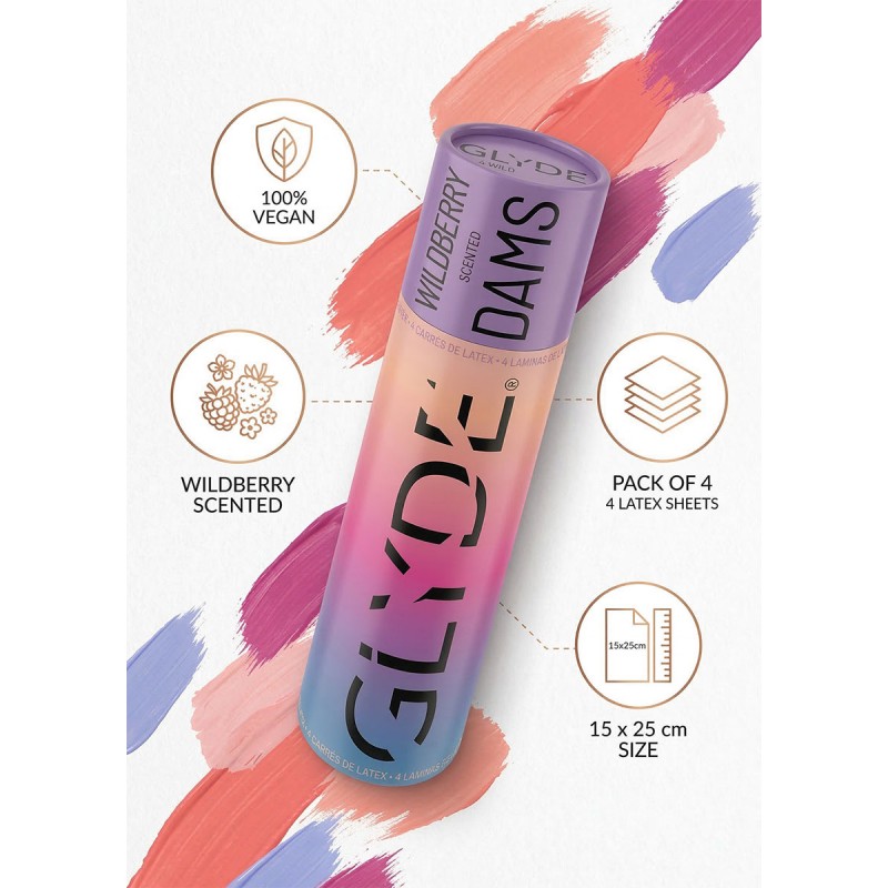 Латексні серветки (Oral Dams) GLYDE Purple Wildberry ягідний смак 4 шт