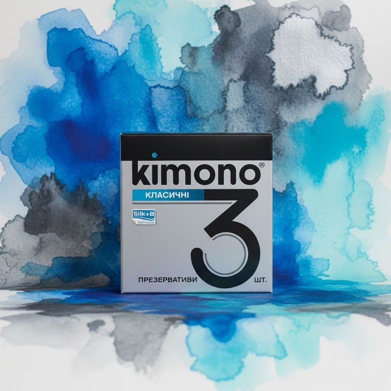 Темно-синя коробка Kimono Classic з білим написом та цифрою 3 у правому верхньому куті