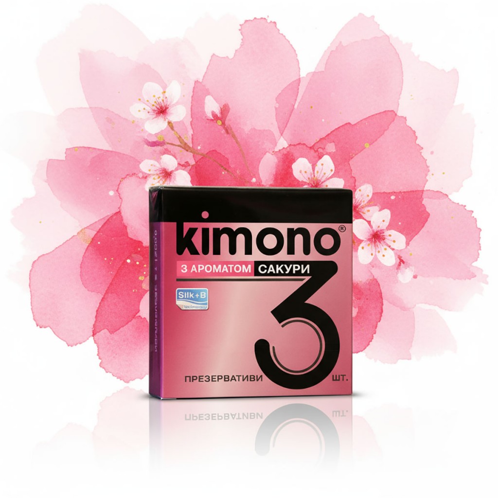 Презервативи Kimono 3шт з ароматом сакури
