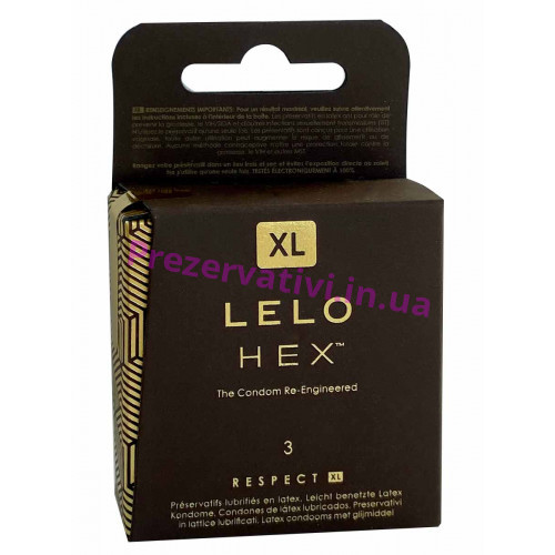 Сверхновые презервативы Lelo HEX Respect XL 3шт увеличенного размера - Фото№1