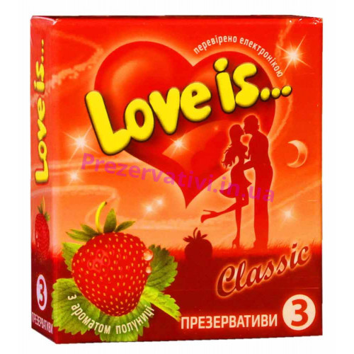 Презервативы Love is... №3 клубника (комикс внутри) - Фото№1