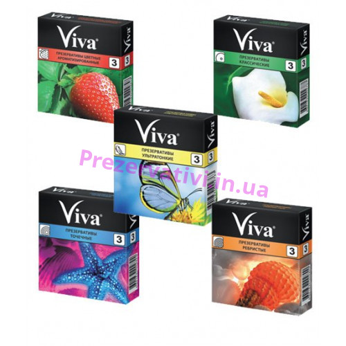 Презервативы Viva (Вива) Ассорти  (5 видов по 3шт) - Фото№1