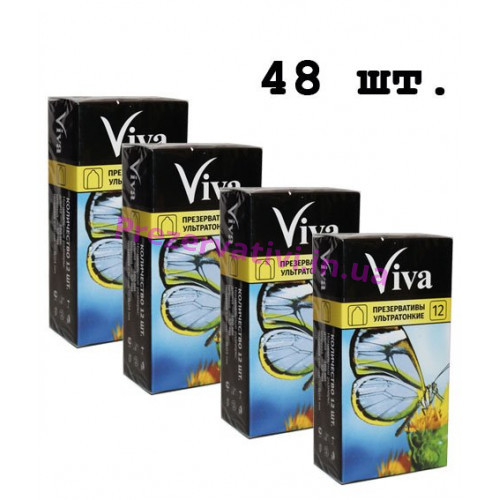 Блок презервативов Viva Ультратонкие №48 (4 пачки по 12шт) - Фото№1