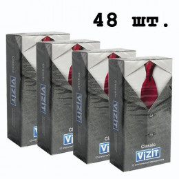 Блок презервативов VIZIT №48 Classic Классические (4 пачки по 12шт)