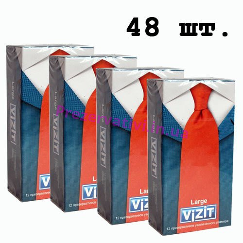 Блок презервативов VIZIT №48 Large Увеличенного размера (4 пачки по 12шт) - Фото№1