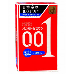 Полиуретановые презервативы OKAMOTO Zero One 0.01 Rich Jelly 3 шт