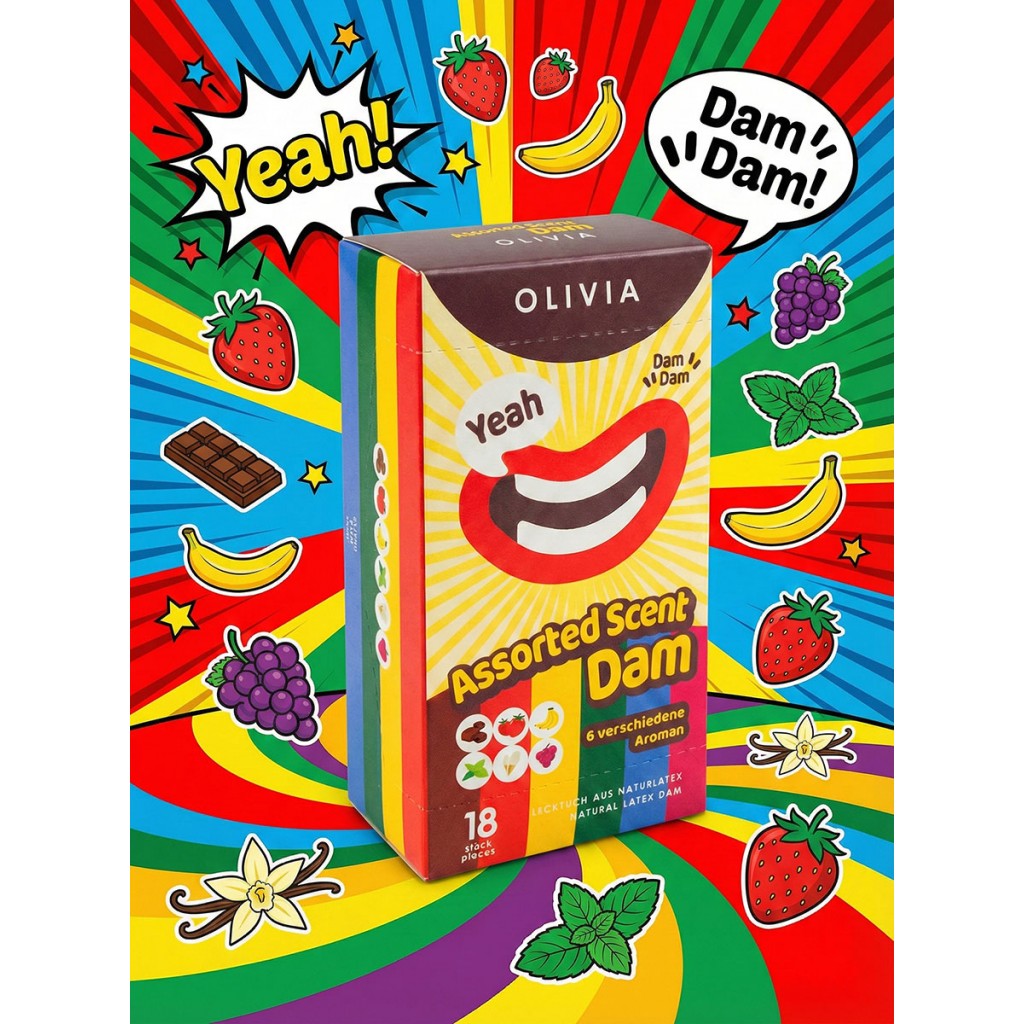 Латексные салфетки Olivia Oral Dams Mix 18шт ассорти⚡️Prezervativi.in.ua