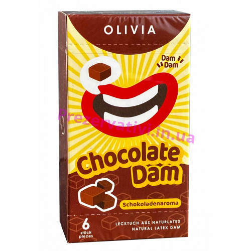 Латексные салфетки Olivia Oral Dams Chocolate 6 шт шоколад - Фото№1