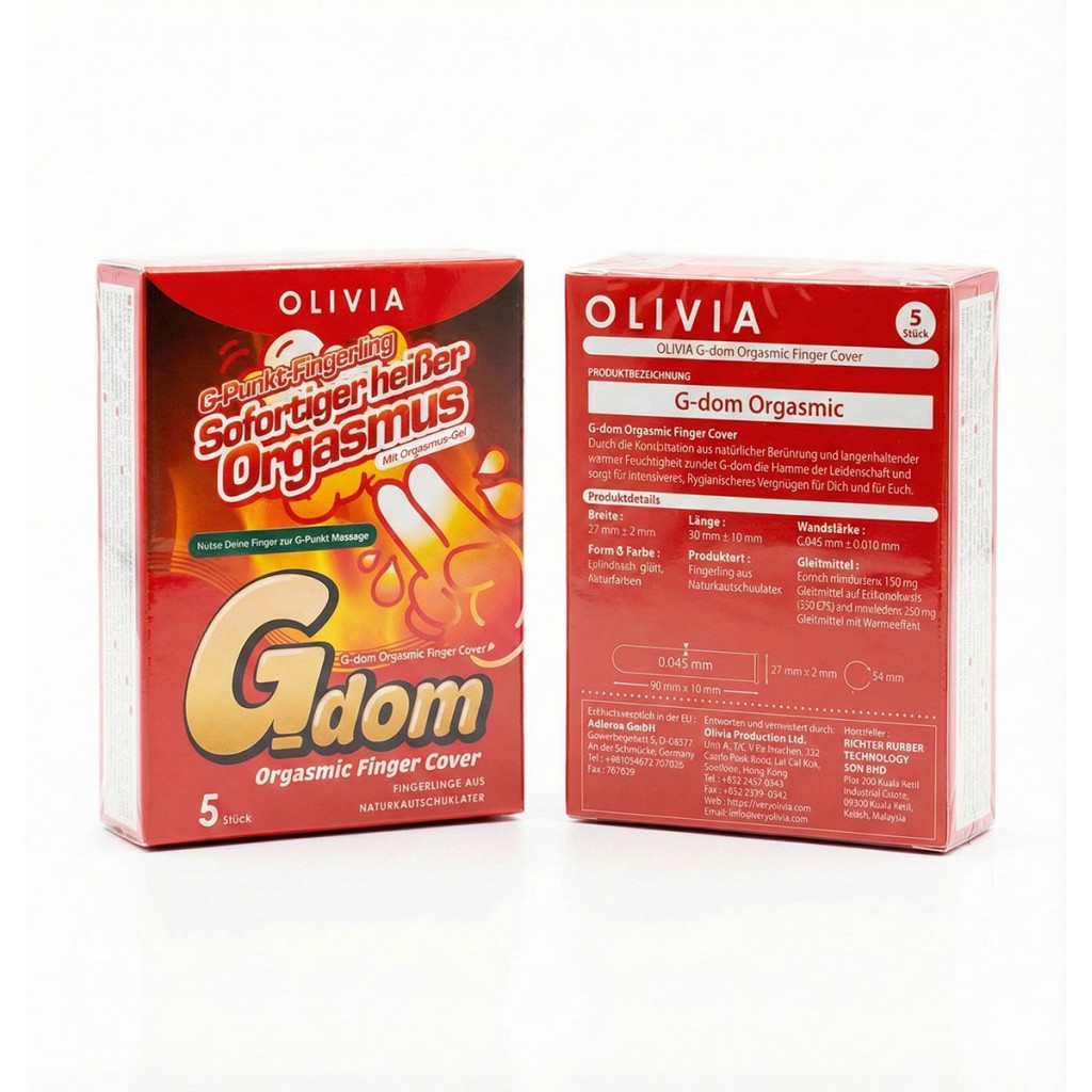 Пальчиковые презервативы Olivia G-Dom Orgasmic 5шт с возбуждающим лубрикантом⚡️Prezervativi.in.ua
