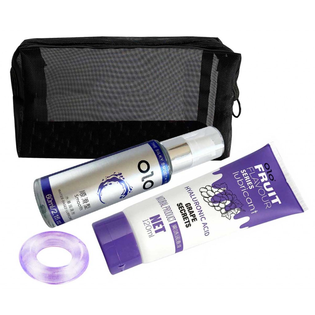 OLO Фиолетовая секс-косметичка: два лубриканта + кольцо⚡️Prezervativi.in.ua