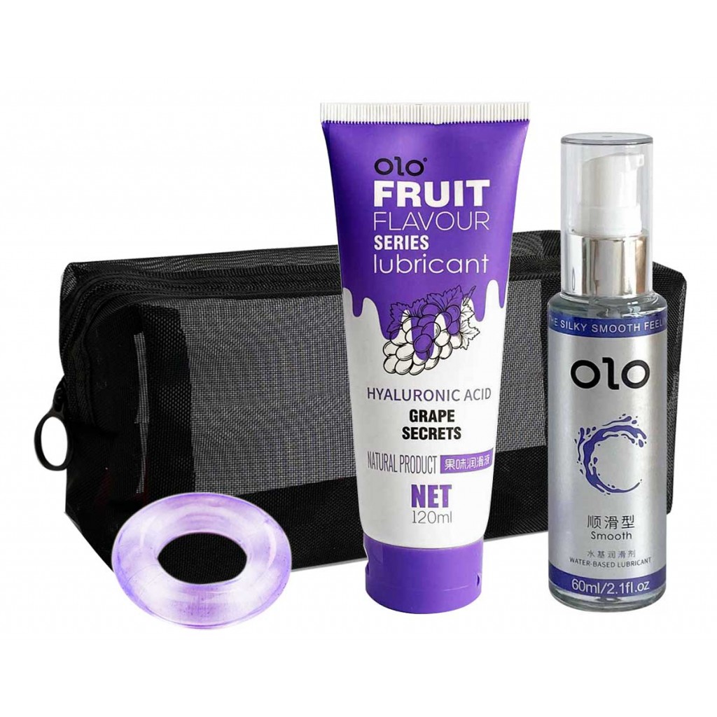 OLO Фиолетовая секс-косметичка: два лубриканта + кольцо⚡️Prezervativi.in.ua