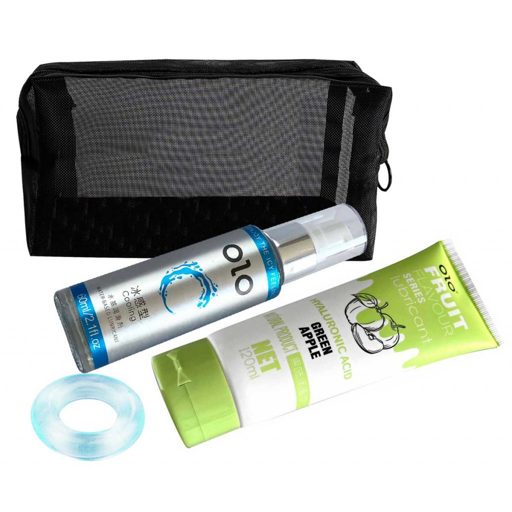 OLO Голубая секс-косметичка: два лубриканта + кольцо⚡️Prezervativi.in.ua