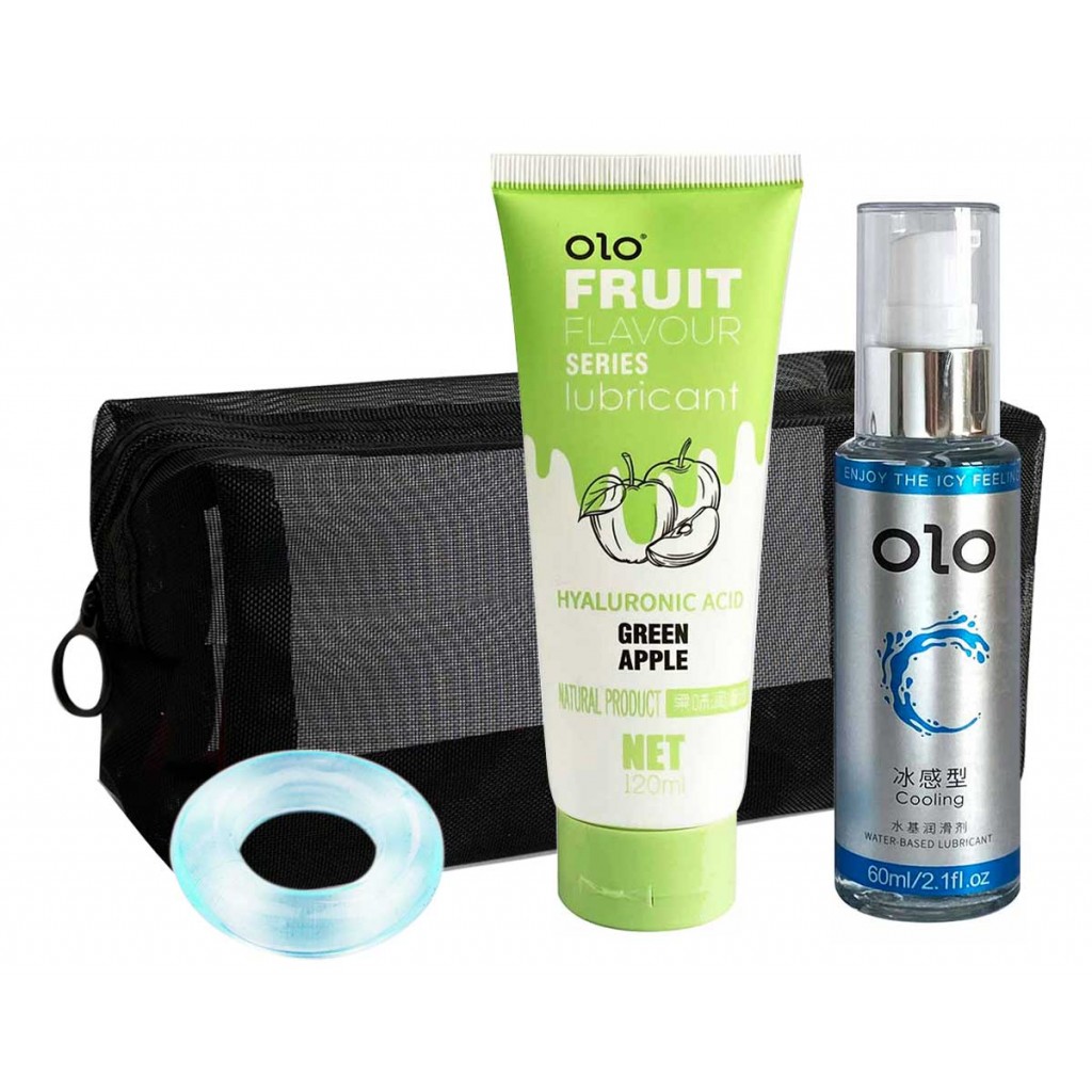 OLO Голубая секс-косметичка: два лубриканта + кольцо⚡️Prezervativi.in.ua