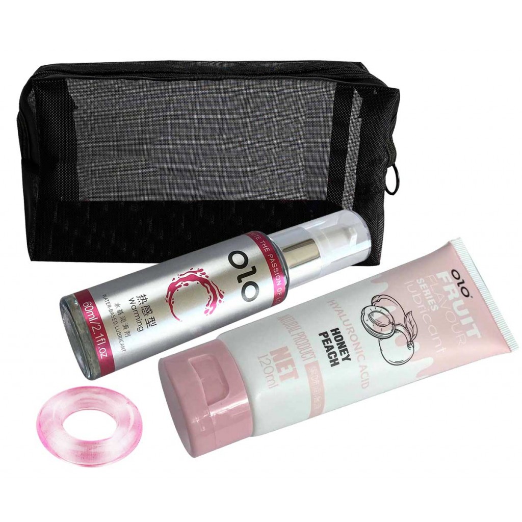 OLO Розовая секс-косметичка: два лубриканта + кольцо⚡️Prezervativi.in.ua