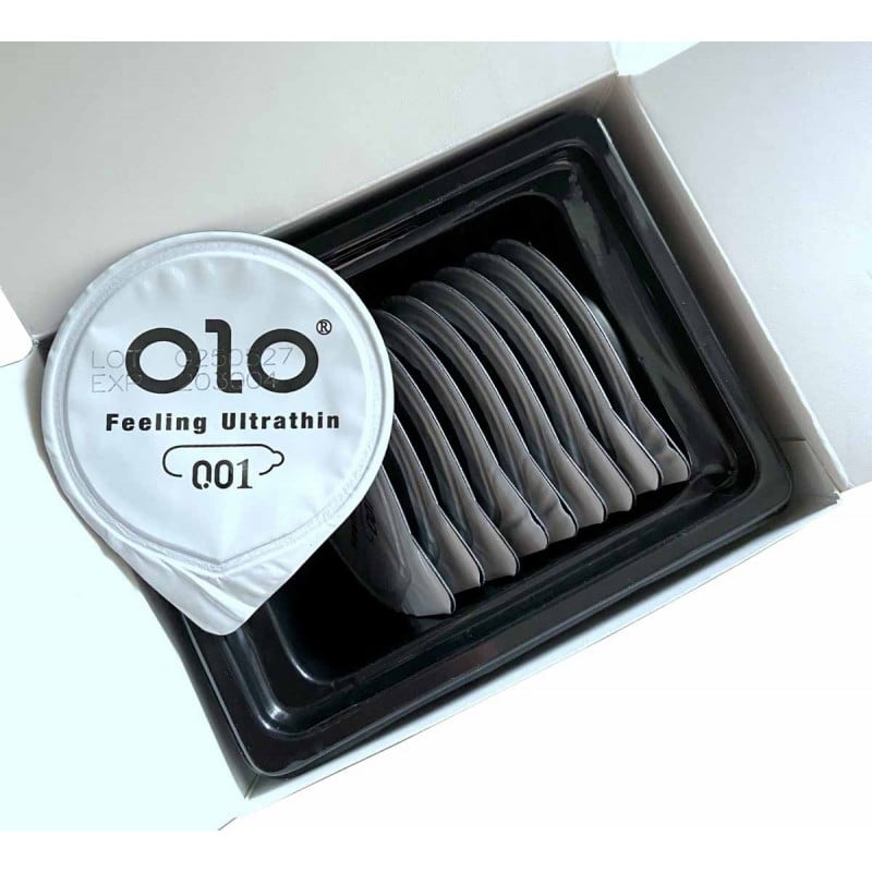 Черная упаковка Olo 0.01 BLACK с надписью 10 шт ультратонкие гиалуроновая кислота