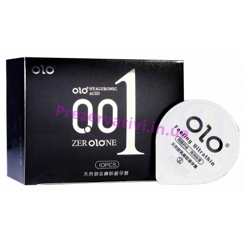 Блок презервативов Olo 0.01 BLACK ультратонкие с гиалуроновой кислотой 10 пачек по 1шт - Фото№1