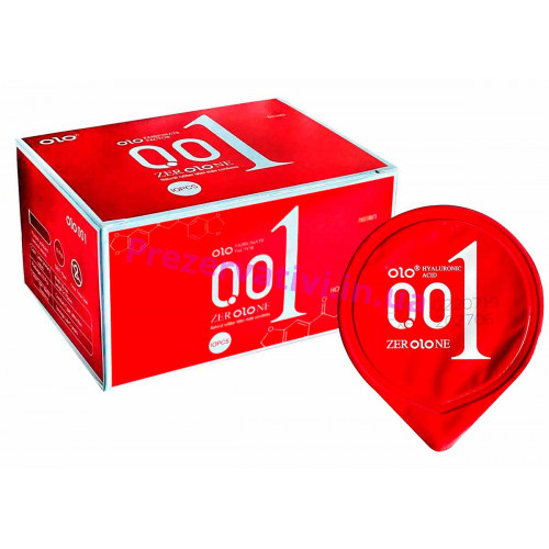 Блок презервативов Olo 0.01 RED возбуждающие с гиалуроновой кислотой 10 пачек по 1шт - Фото№1