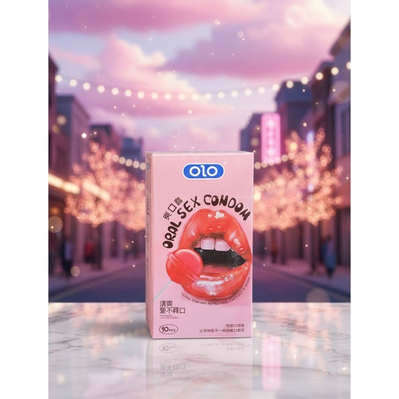 Рожевий дизайн коробки Olo Oral Candy, напис Ultra Thin, смак цукерки, 10 штук