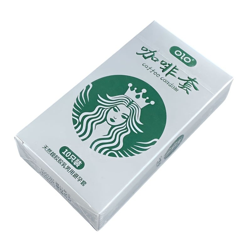 Темно-коричнева коробка Olo Oral Coffee 10 шт із зображенням кавових зерен та написом Coffee