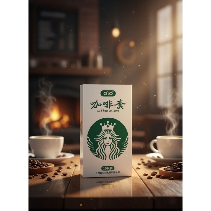 Коричнева упаковка Olo Oral Coffee з написами англійською та зображенням зерен кави, 10 шт