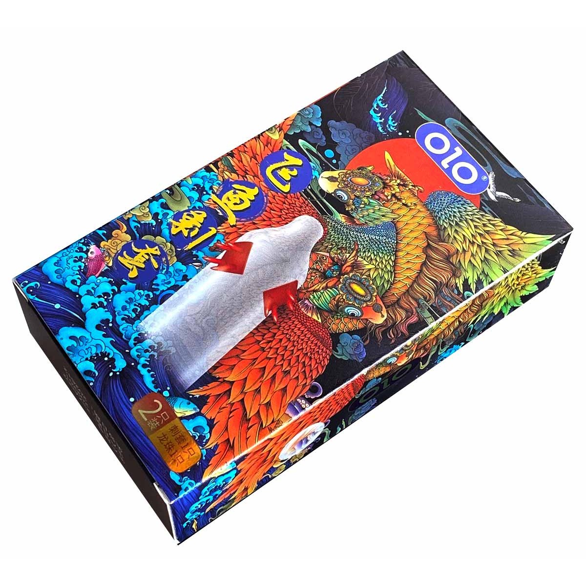 Презервативы с усиками Olo FLYING KOI 1шт шипы + шарик продлевающие на гиалуроновой основе