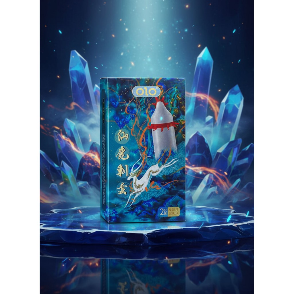 Презервативы с усиками Olo HOLY GAZELLE 1шт шипы + шарик продлевающие на гиалуроновой основе