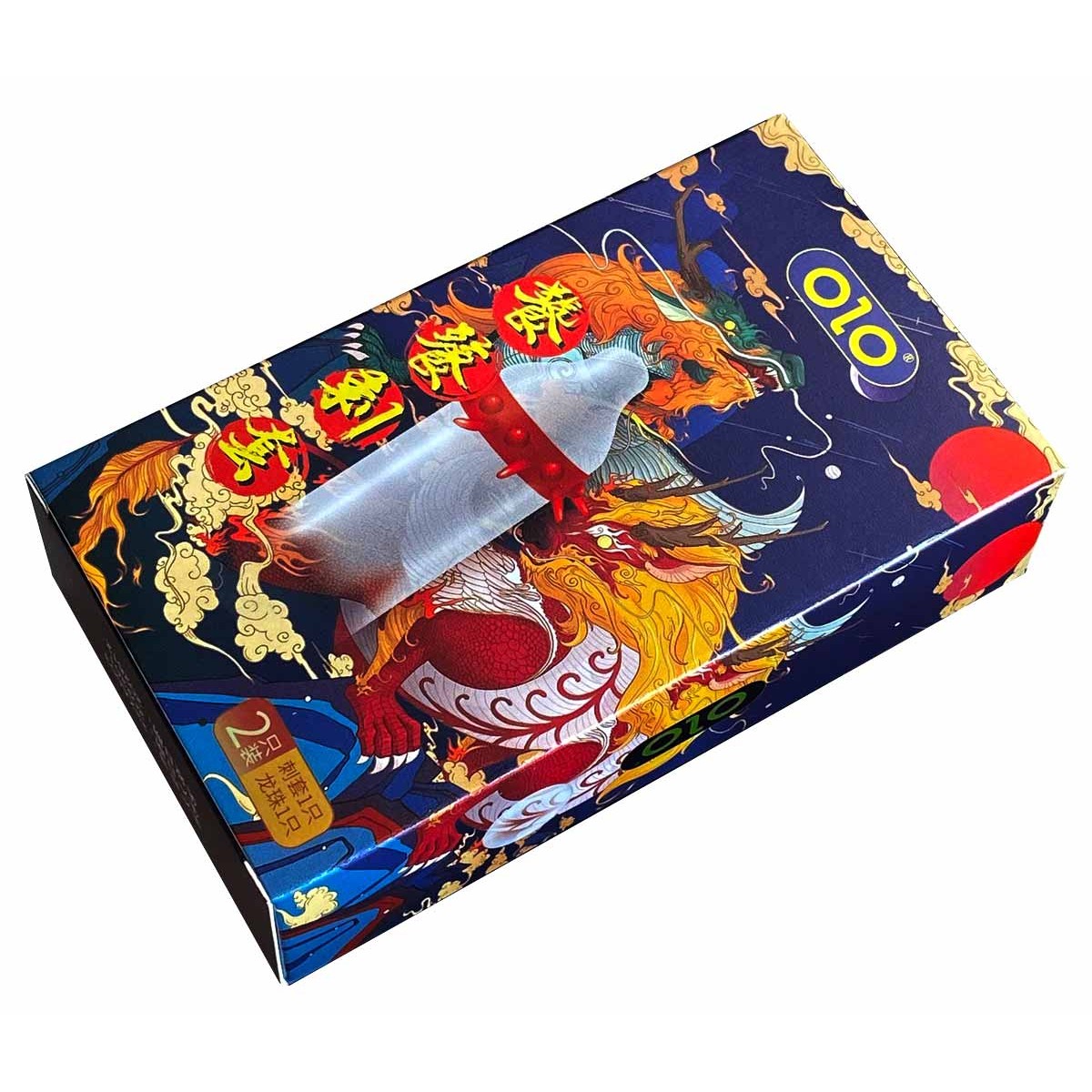 Презервативы с усиками Olo KIRIN DRAGON 1шт шипы + шарик продлевающие на гиалуроновой основе