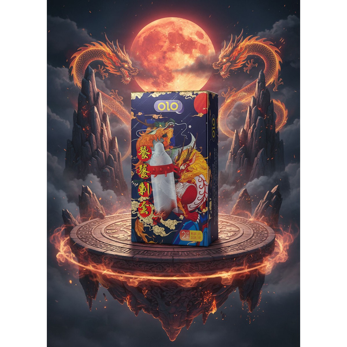 Презервативы с усиками Olo KIRIN DRAGON 1шт шипы + шарик продлевающие на гиалуроновой основе