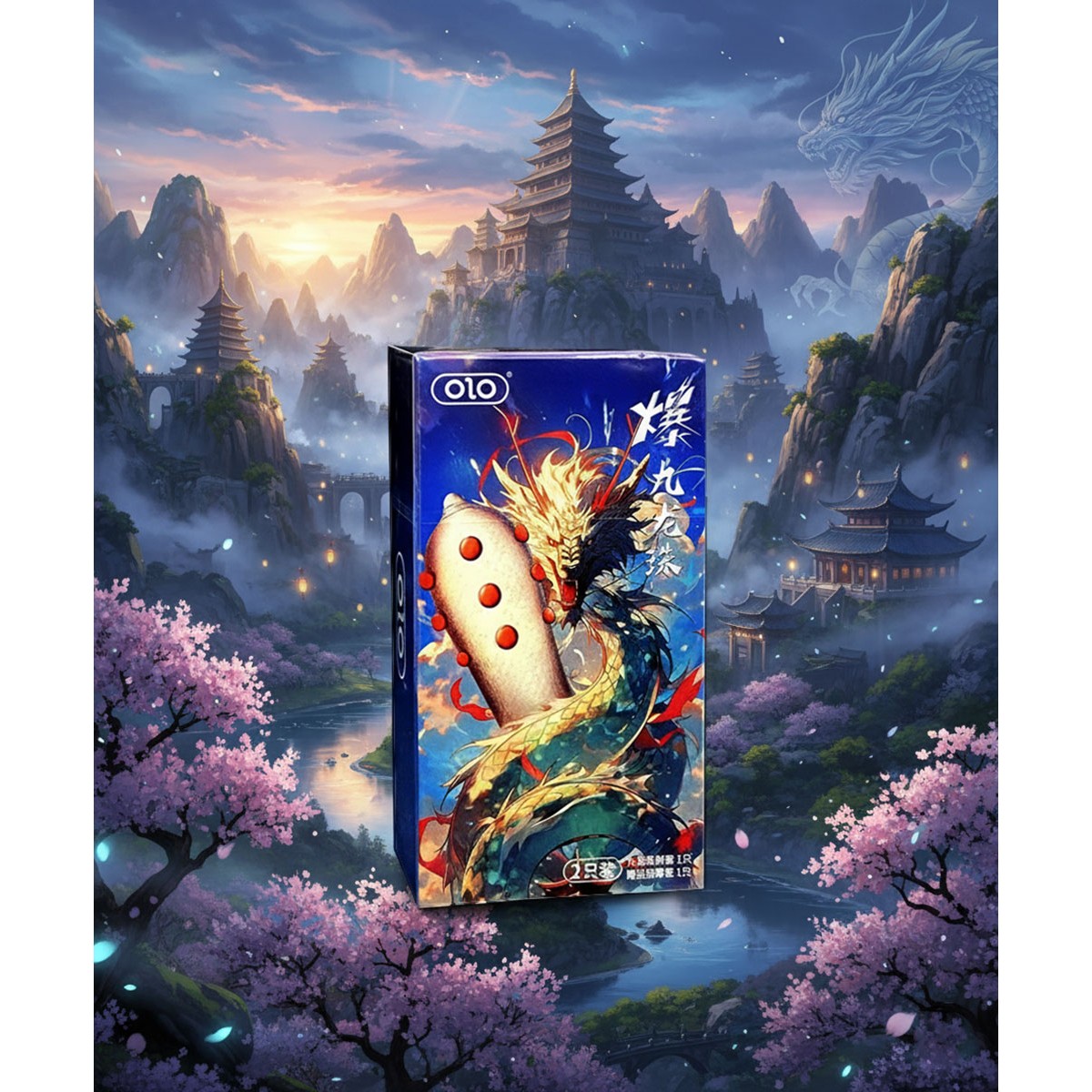 Презервативы с усиками Olo NINEBEAD DRAGON 1шт шипы + шарик⚡️Prezervativi.in.ua