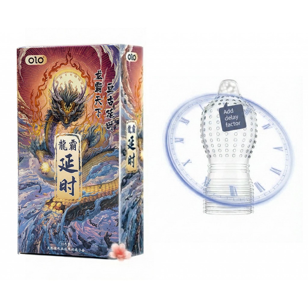 Презервативи Olo OVERLORD 10шт з крапками та ребрами пролонгуючі⚡️Prezervativi.in.ua