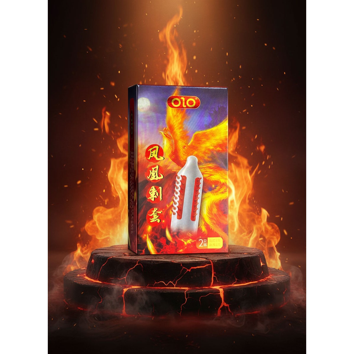 Презервативы с усиками Olo PHOENIX SUZAKU 1шт шипы + шарик продлевающие на гиалуроновой основе