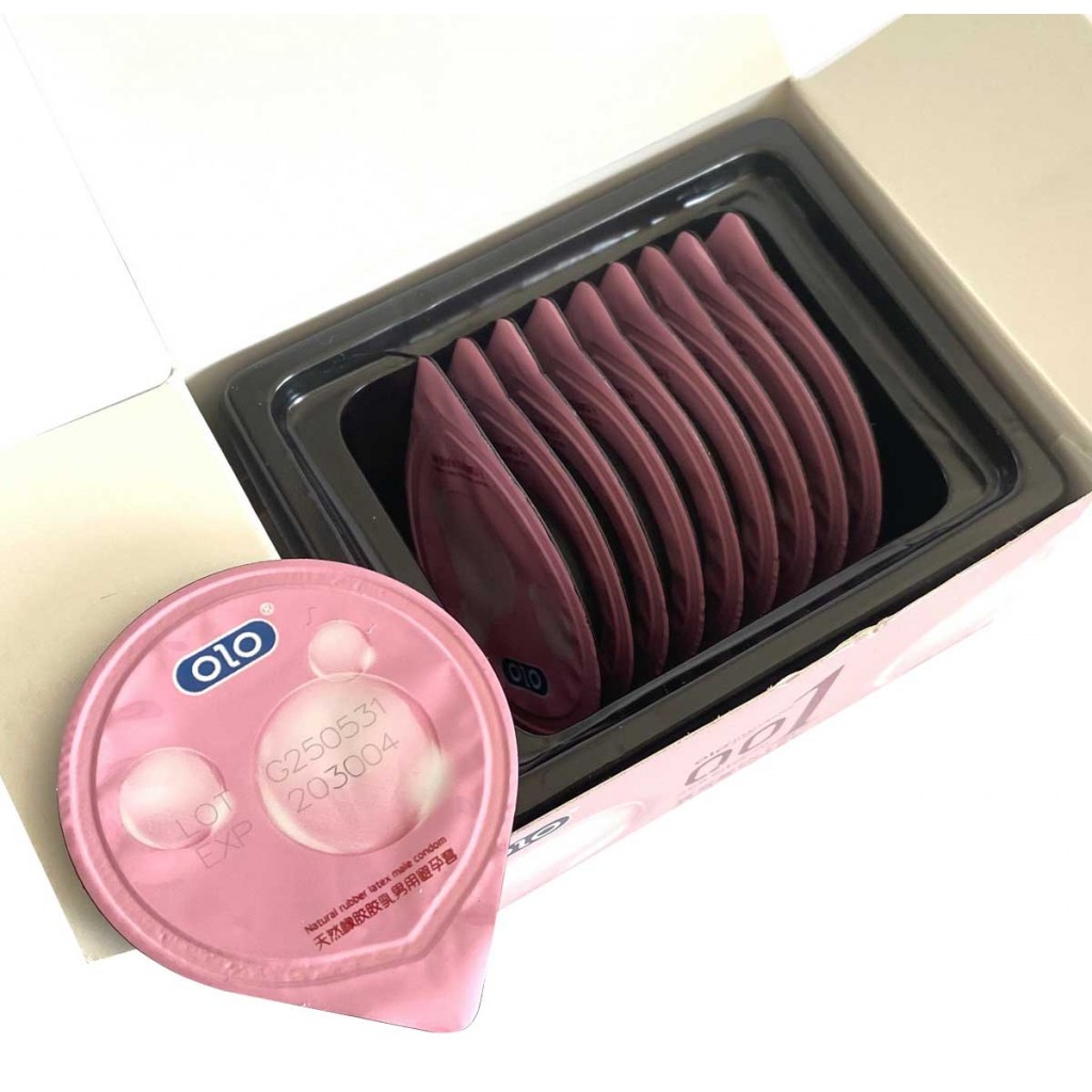 Презервативы Olo 0.01 Plus 10шт тонкие розовые сакура⚡️Prezervativi.in.ua