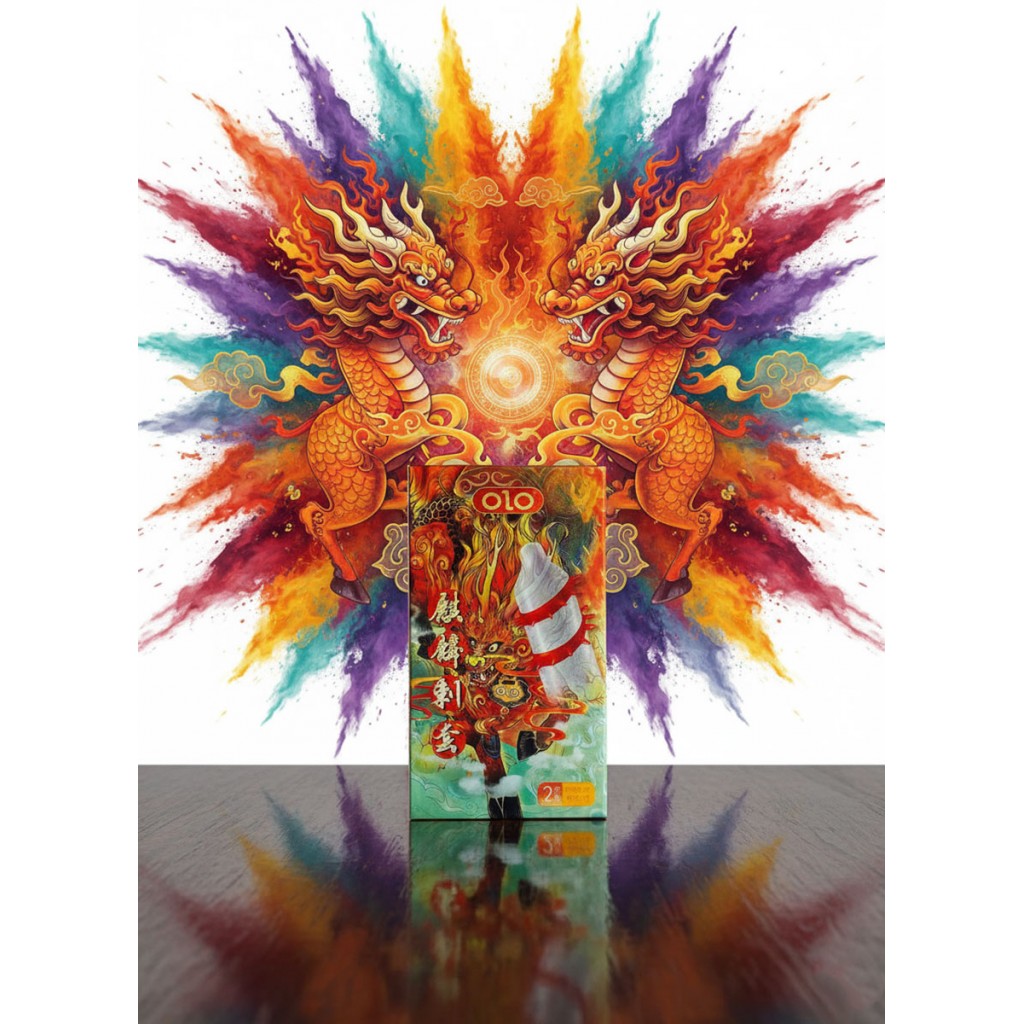 Презервативи з вусиками Olo RED DRAGON 1шт що подовжують на гіалуроновій основі шипи + кулька