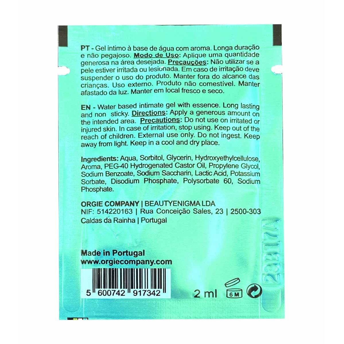 Гель-смазка Orgie Cocktail Caipirinha 2мл