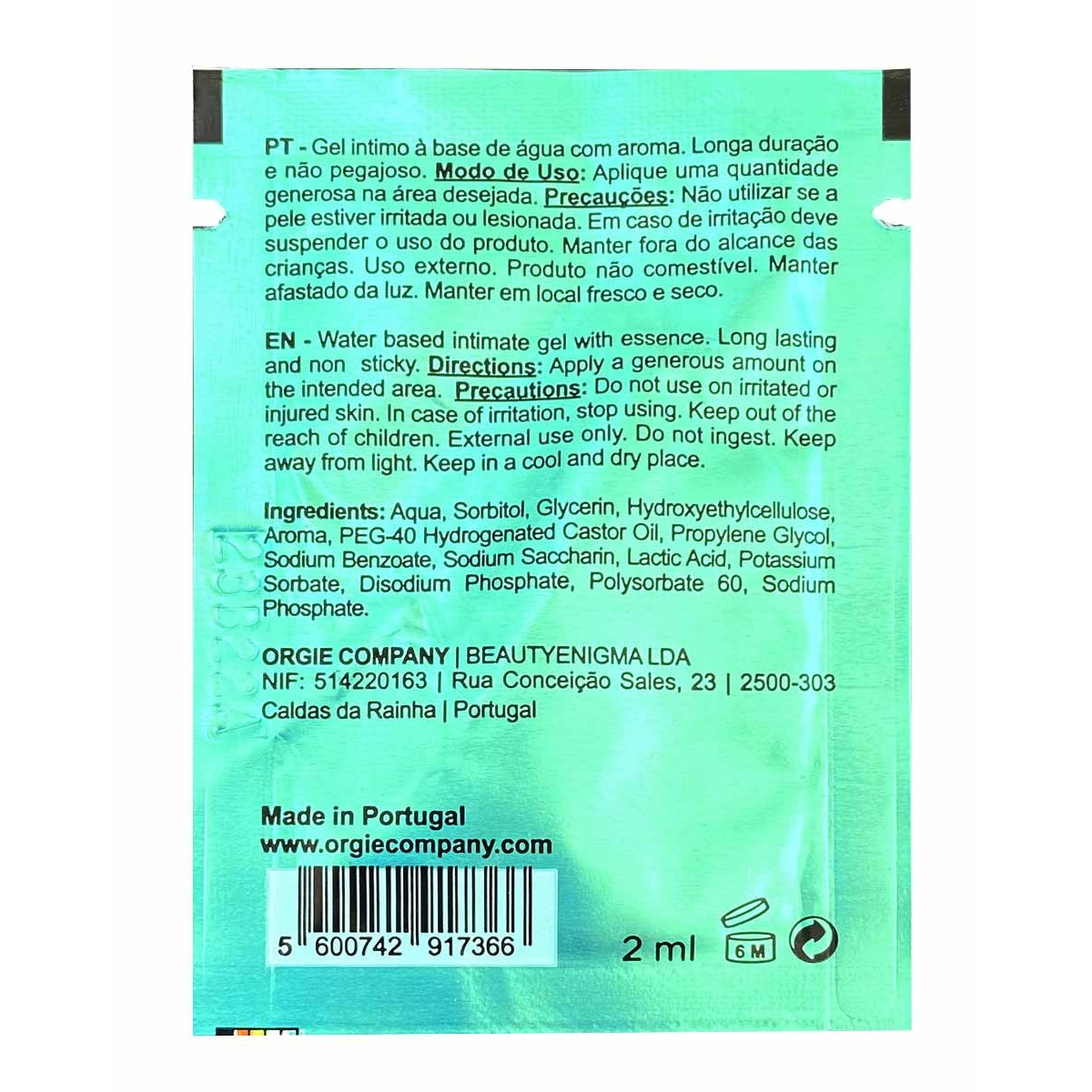 Гель-смазка Orgie Cocktail Pina Colada 2мл