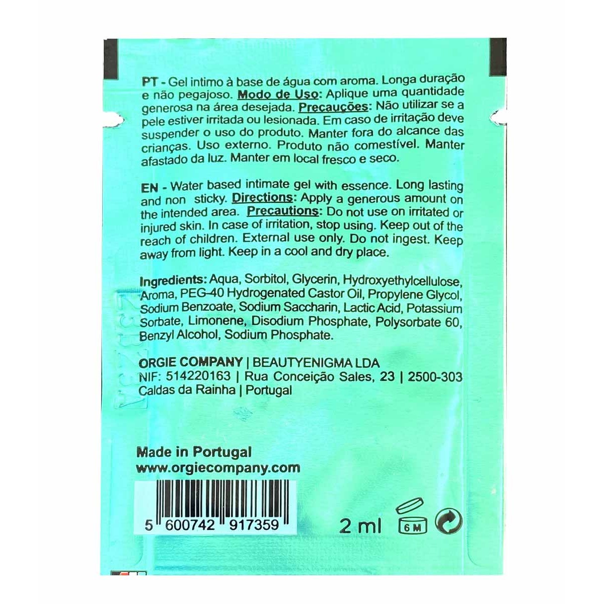 Гель-смазка Orgie Cocktail Strawberry Mojito 2мл