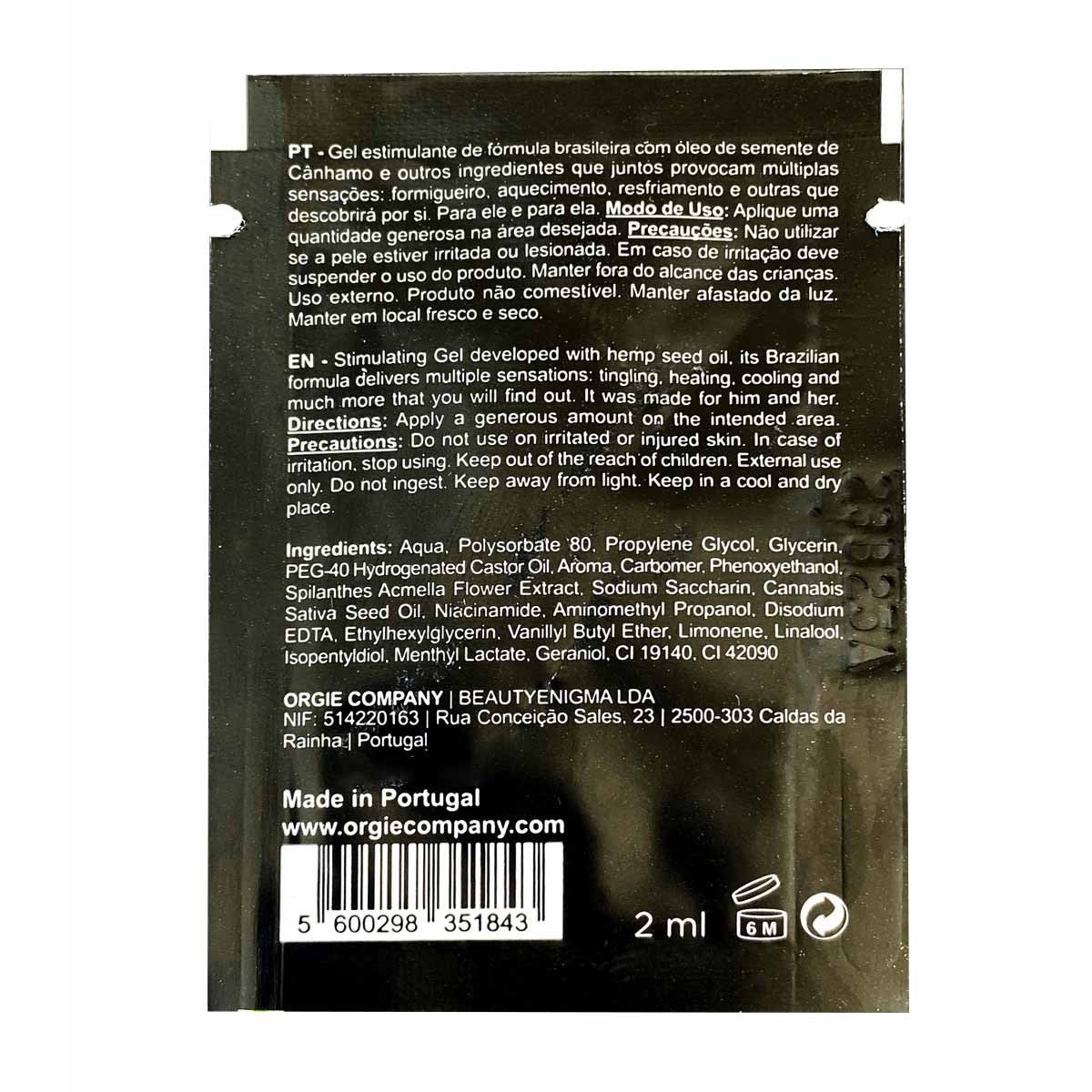 Рідкий вібратор Orgie Hemp! Intense Orgasm 2мл