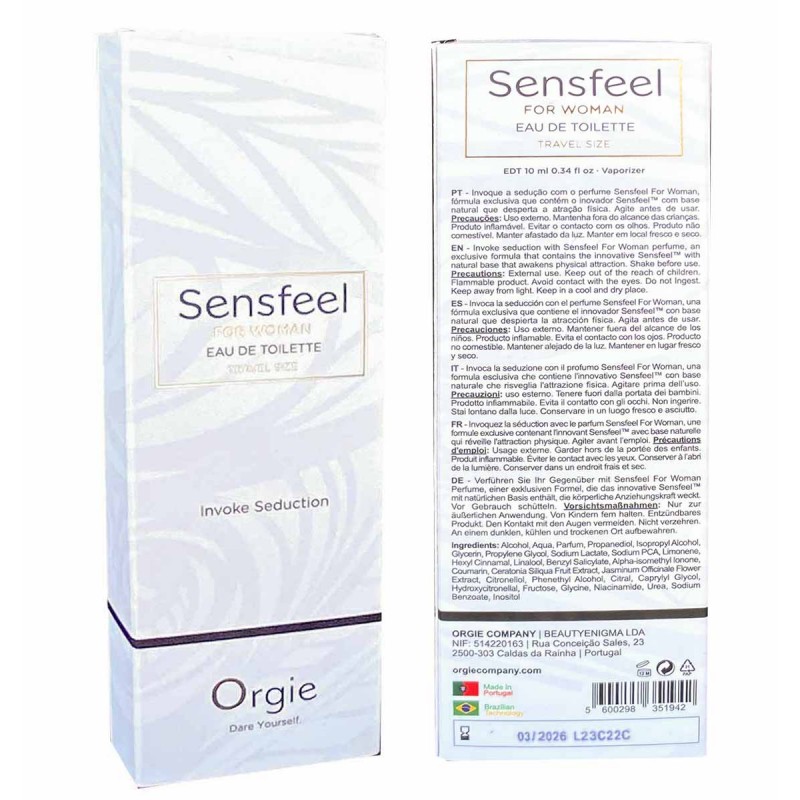 Черная матовая коробка с золотым флаконом Orgie SENSFEEL 10 мл для женщин