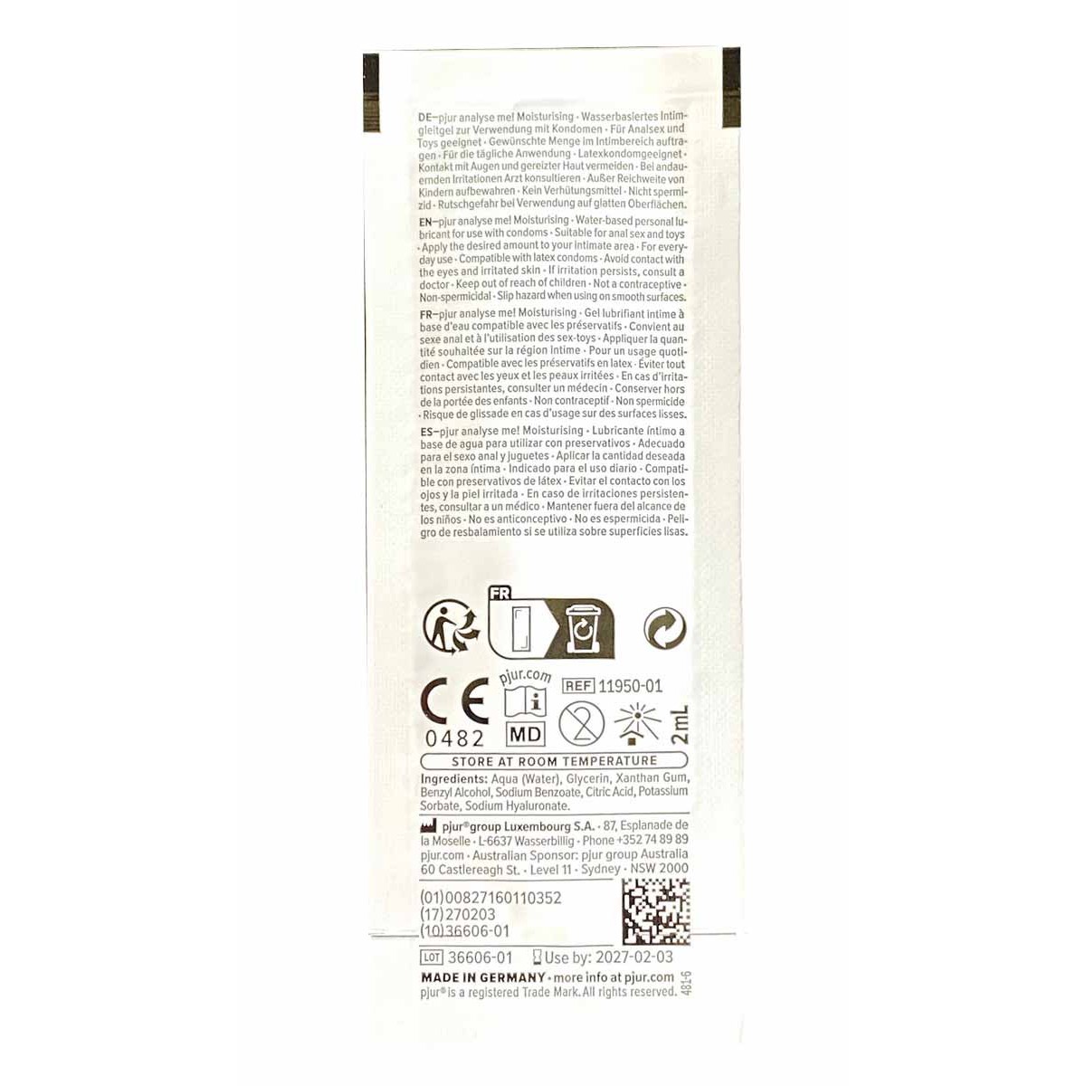 Анальный лубрикант PJUR analyse me! Comfort glide, 2 ml