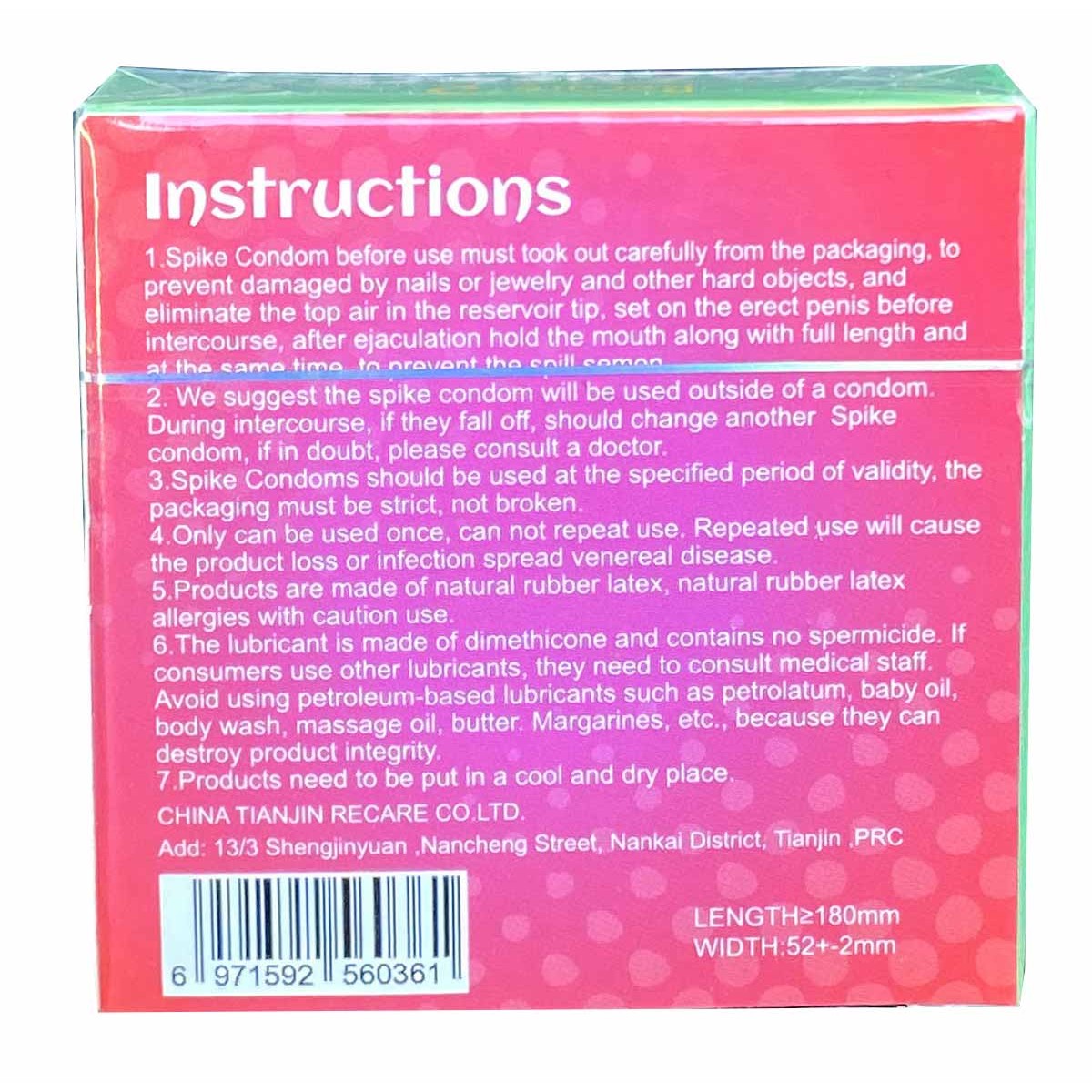 Презерватив з вусиками Recare Monster Raspberry Zee 1шт (шипи)