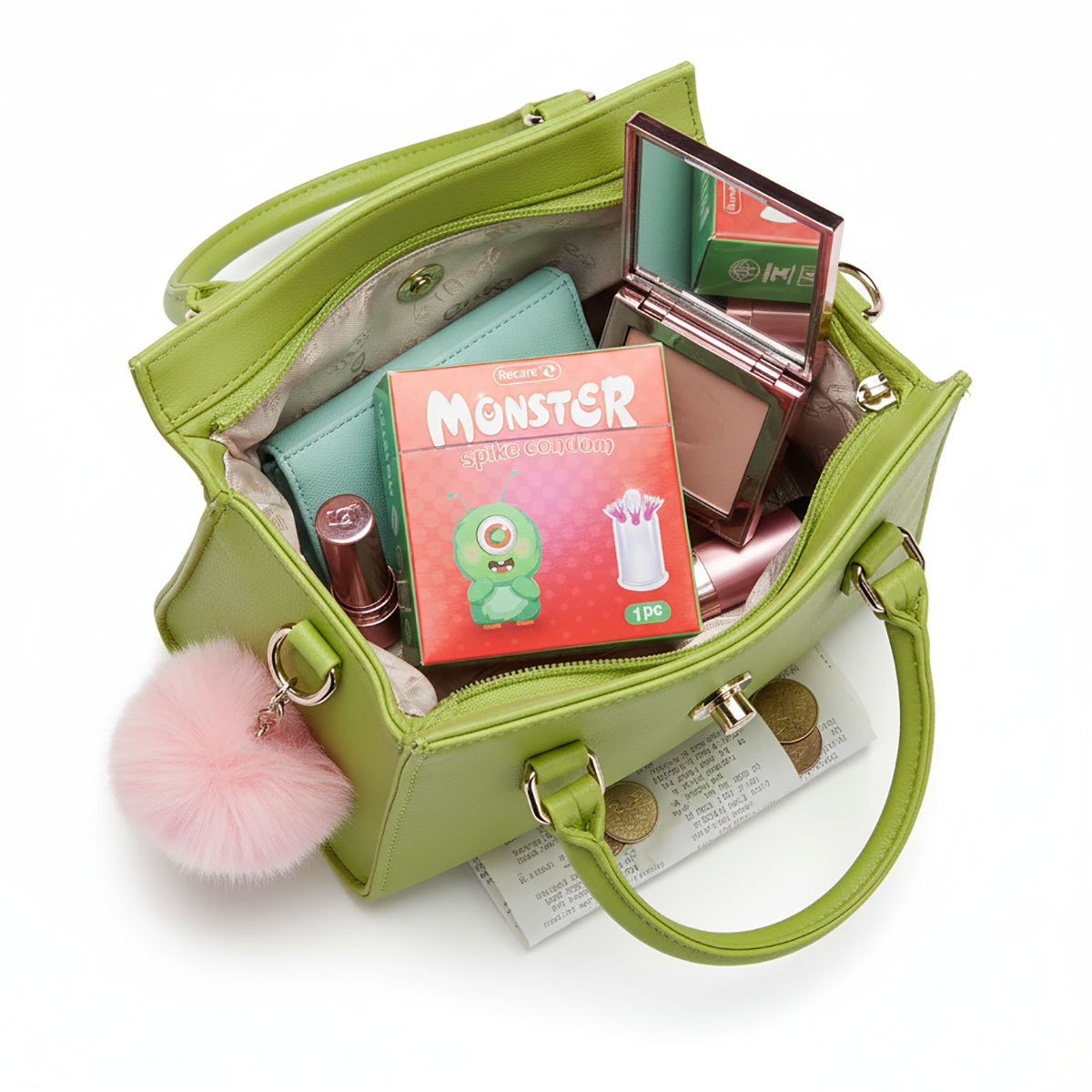 Презерватив з вусиками Recare Monster Raspberry Zee 1шт (шипи)