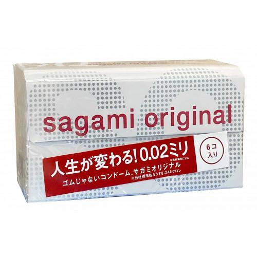 Поліуретанові презервативи Sagami Original 0.02 6шт (190мм, 58мм, 0,02) - Фото№1