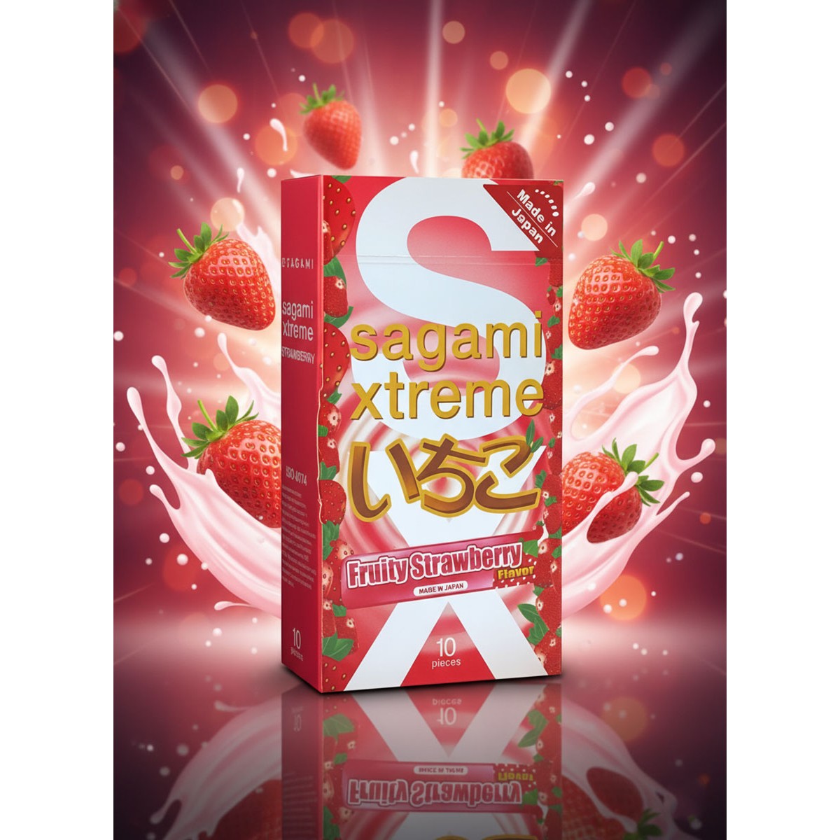 Презервативи Sagami Xtreem 10шт латексні с ароматом Полуниці