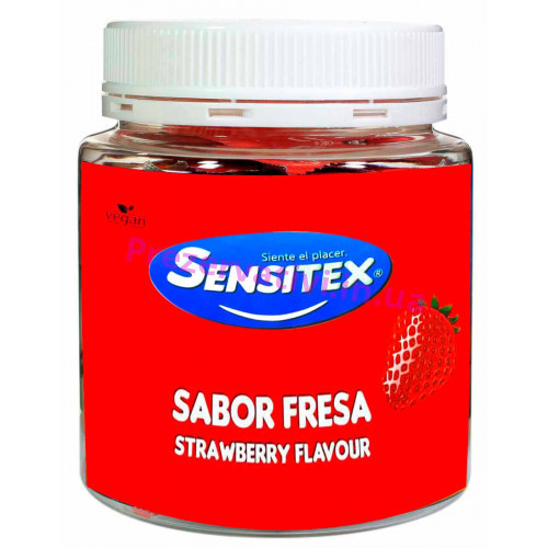 Презервативы Sensitex Fresa №15 красного цвета аромат клубники - Фото№1